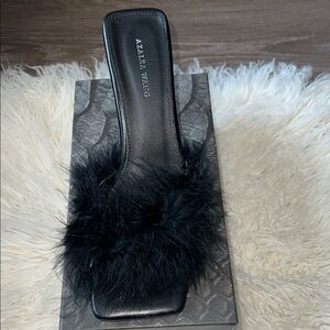 Azalea Wang Black Feathered Mules